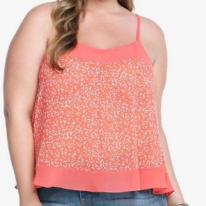 Torrid Coral Diamond Print Chiffon Tank Top, size 0 or L